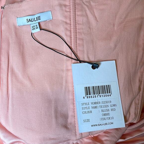 Sau Lee Teigen Blush Red Ombre Strapless Maxi Gown Size 6 - Picture 8 of 12